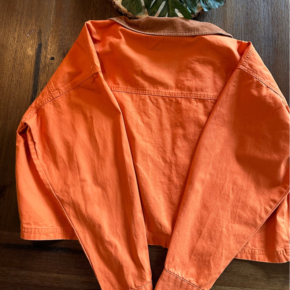 NWT wild fable cropped orange utility jacket with brown corduroy collar … - Picture 6 of 7